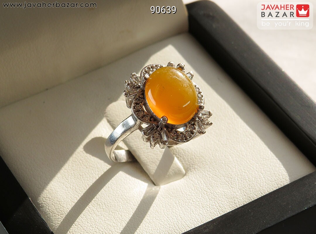 انگشتر نقره عقیق نارنجی زنانه [شرف الشمس]